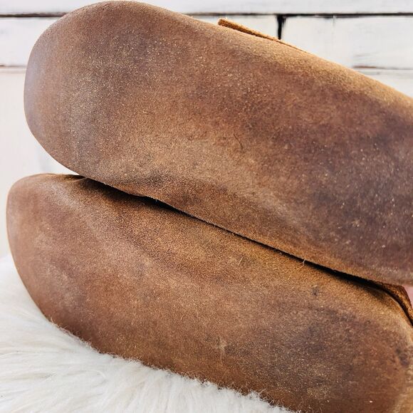 Minnetonka Thunderbird Animikii Softsole Brown Suede Leather Moccasins Size 5.5 - Picture 6 of 8